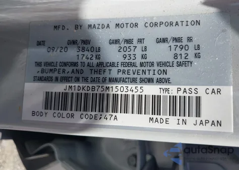 2021 Mazda Cx-3 Sport z USA, uszkodzony, nr VIN JM1DKDB75M1503455